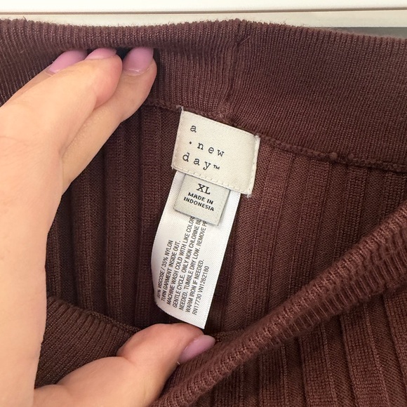 A New Day Size XL Brown Ribbed Midi Skirt - Picture 3 of 5
